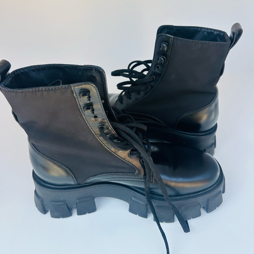 Prada Black Platform Lug-Sole Combat Boots size 39.5 - Picture 9 of 14